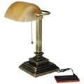 Alera Technologies ALE Bankers Amber Lamp, 2 Prong - Antique Brass LMP517AB